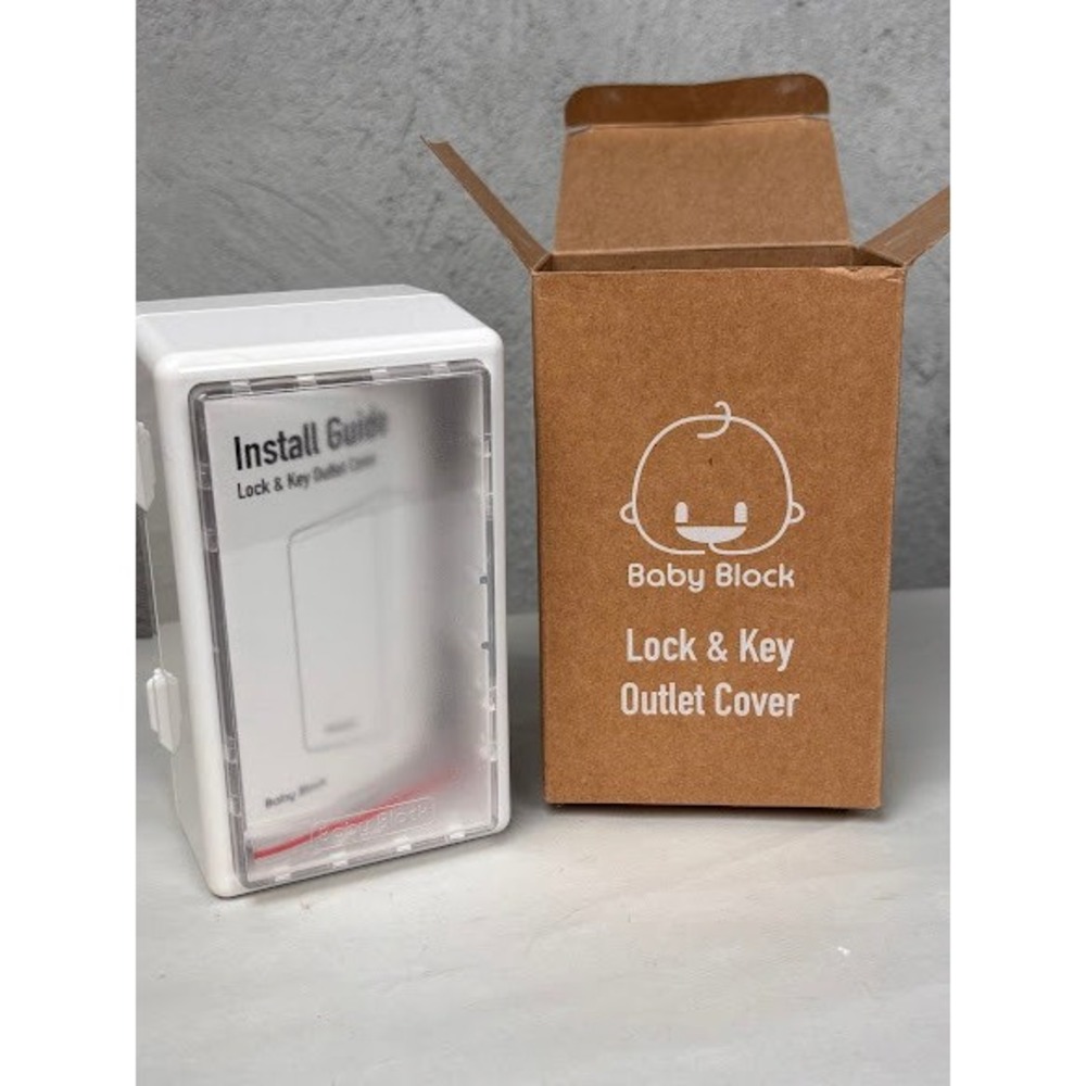 Baby Block Lock and Key Outlet Cover White Childproof Electrical Safety Guard
